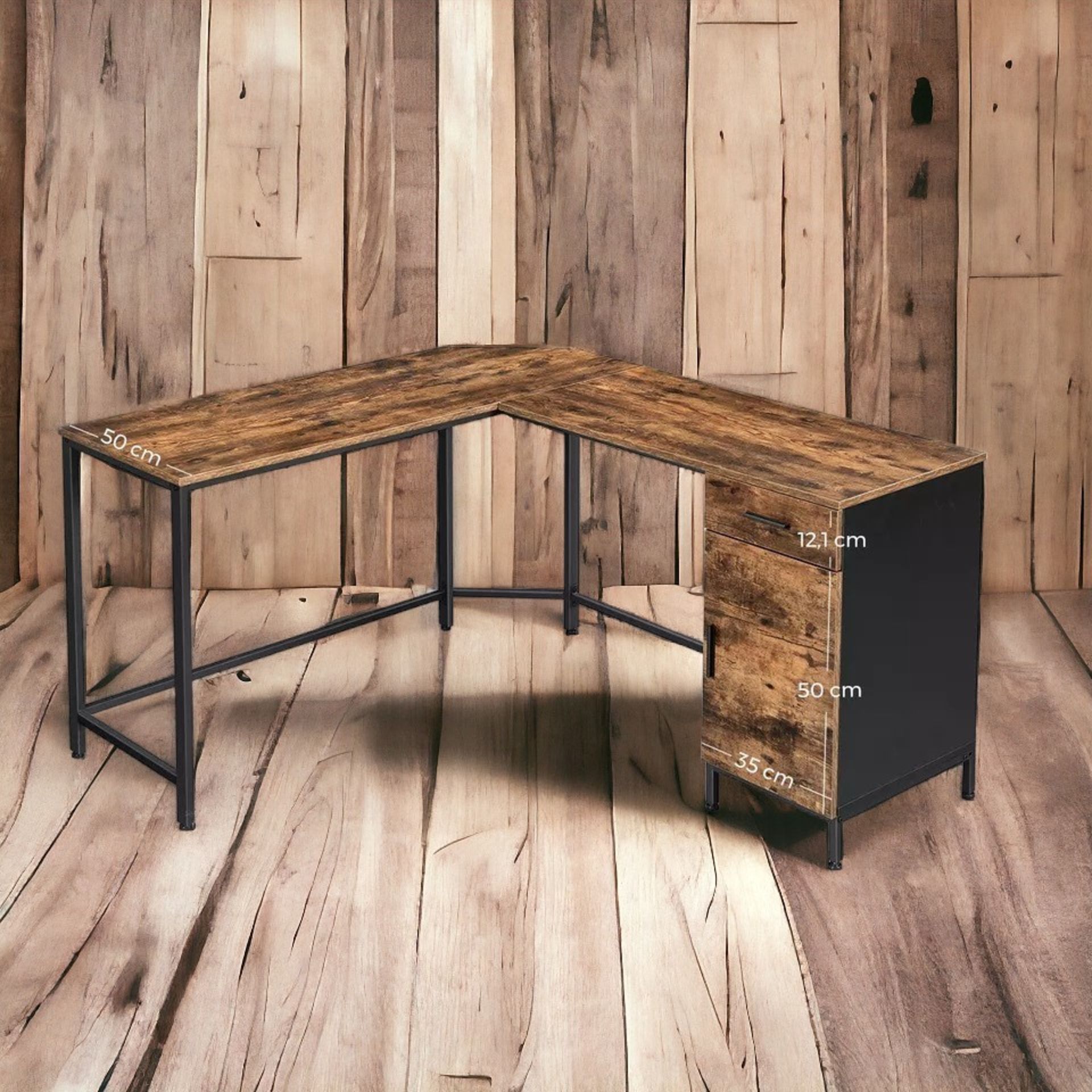 FREE DELIVERY - BRAND NEW CORNER DESK L-SHAPED COMPUTER DESK SPACE-SAVING RUSTIC BROWN
