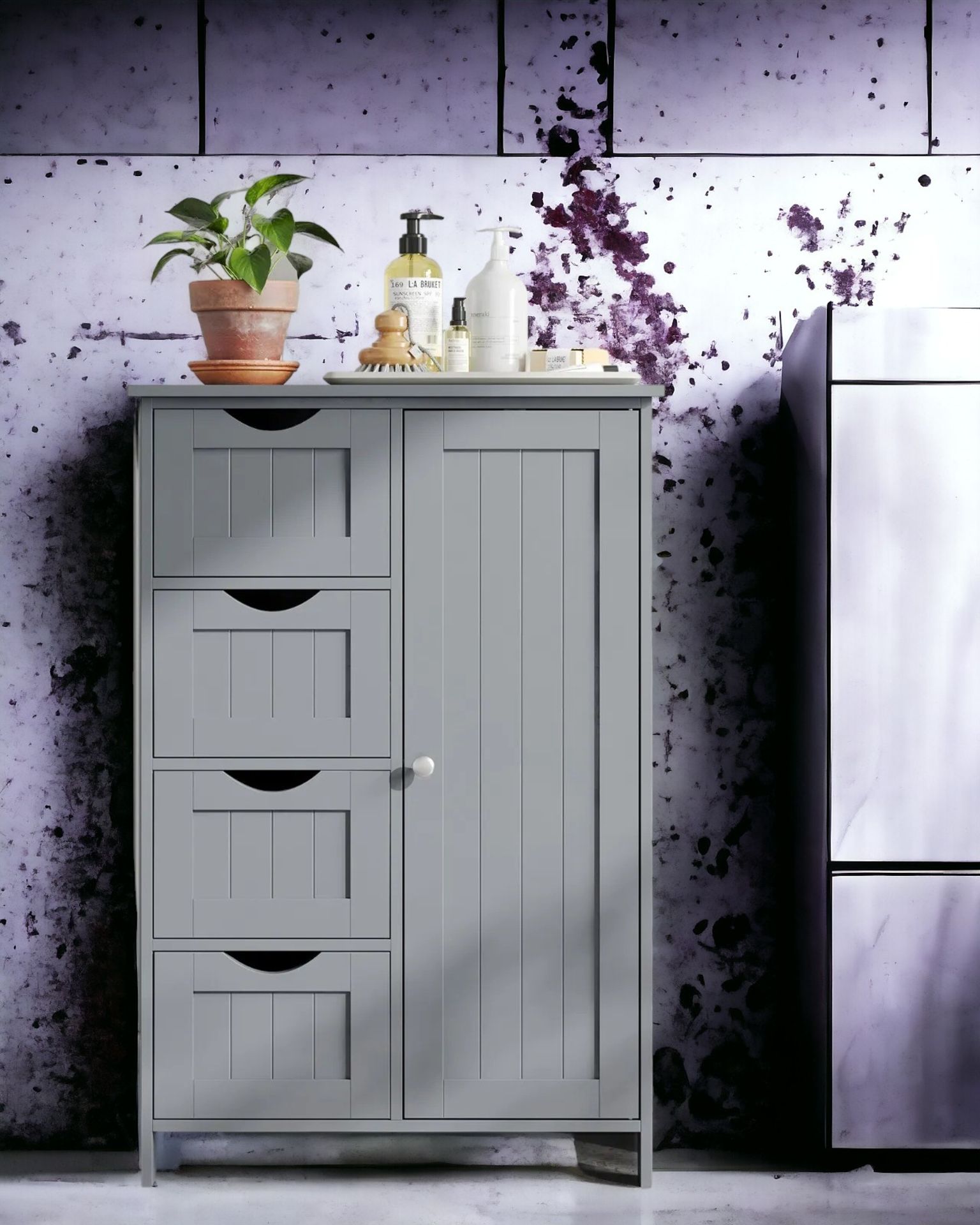 FREE DELIVERY - BRAND NEW BATHROOM FLOOR STORAGE STORAGE UNIT BATHROOM CABINET MYSTIC GREY