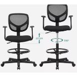 FREE DELIVERY - BRAND NEW SONGMICS DRAFTING STOOL CHAIR MESH OFFICE CHAIR HEIGHT ADJUSTABLE