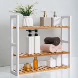 FREE DELIVERY - BRAND NEW BAMBOO BATHROOM SHELF 3-TIER RACK WALL-MOUNTED OR STAND NATURAL