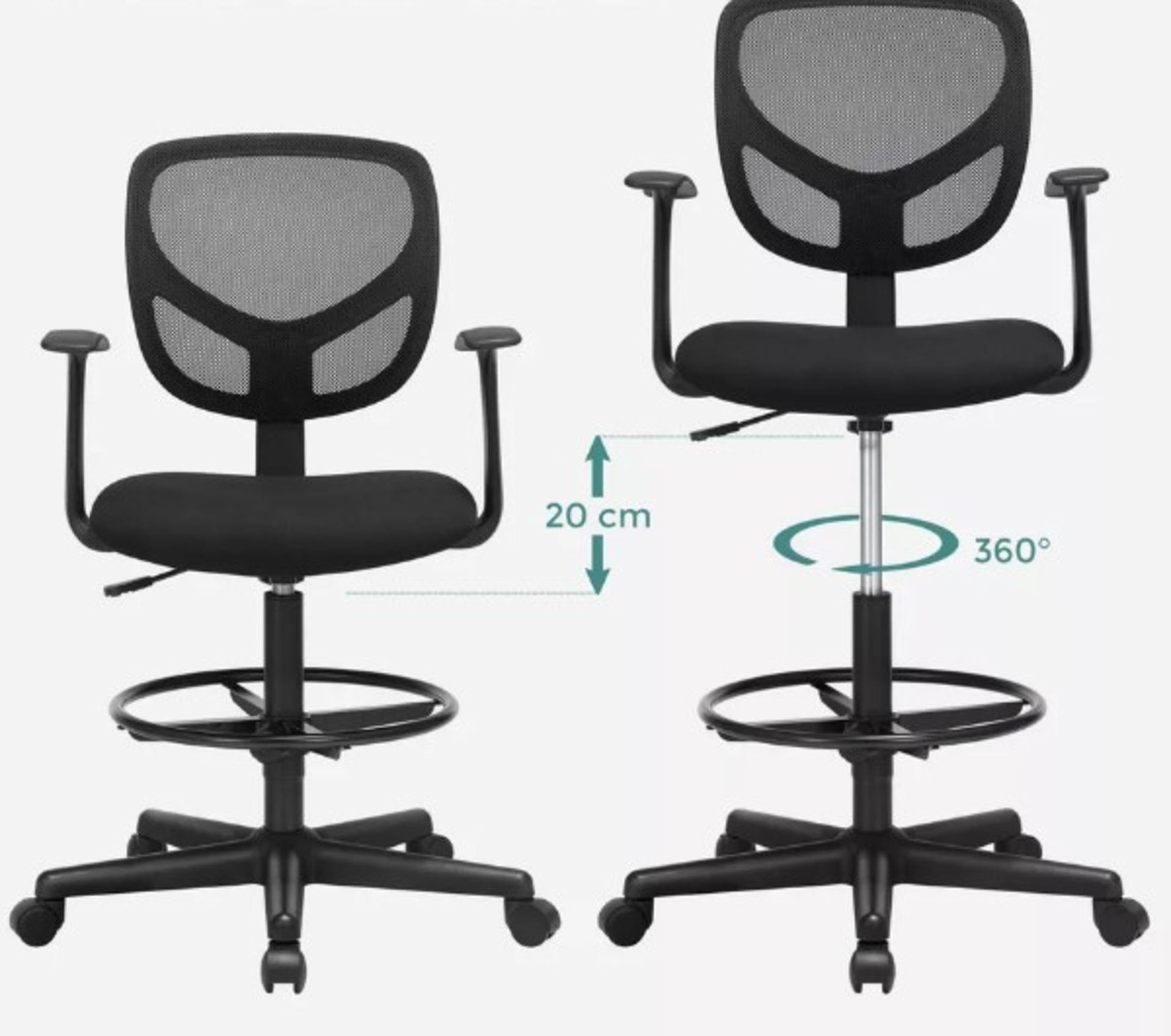 FREE DELIVERY - BRAND NEW SONGMICS DRAFTING STOOL CHAIR MESH OFFICE CHAIR HEIGHT ADJUSTABLE
