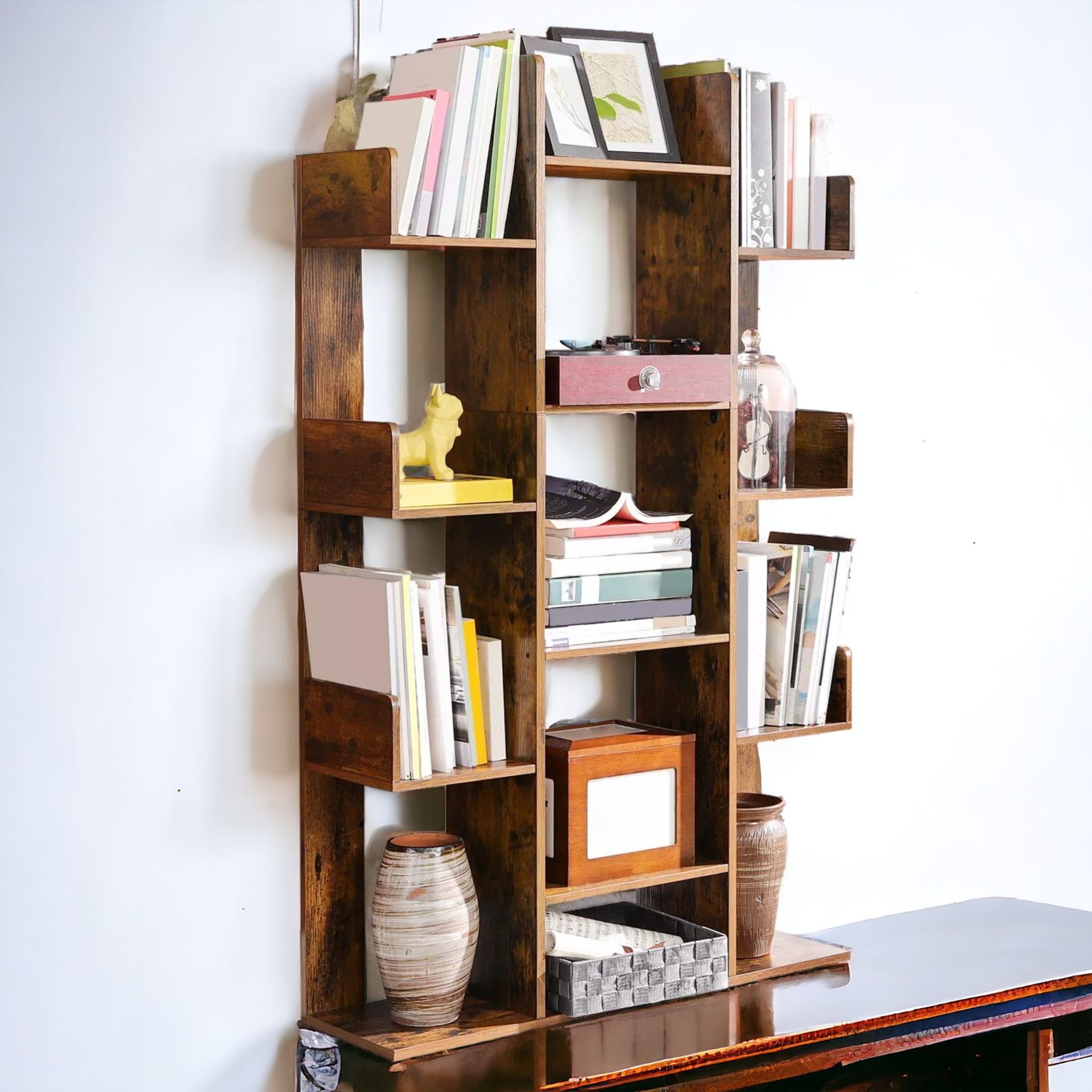 FREE DELIVERY - BRAND NEW BOOKSHELF TREE-SHAPED BOOKCASE 13 STORAGE SHELVES ROUNDED - Image 2 of 2