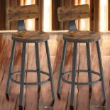 FREE DELIVERY - BRAND NEW BAR STOOLS KITCHEN STOOLS SET OF 2 HIGH BACK RUSTIC