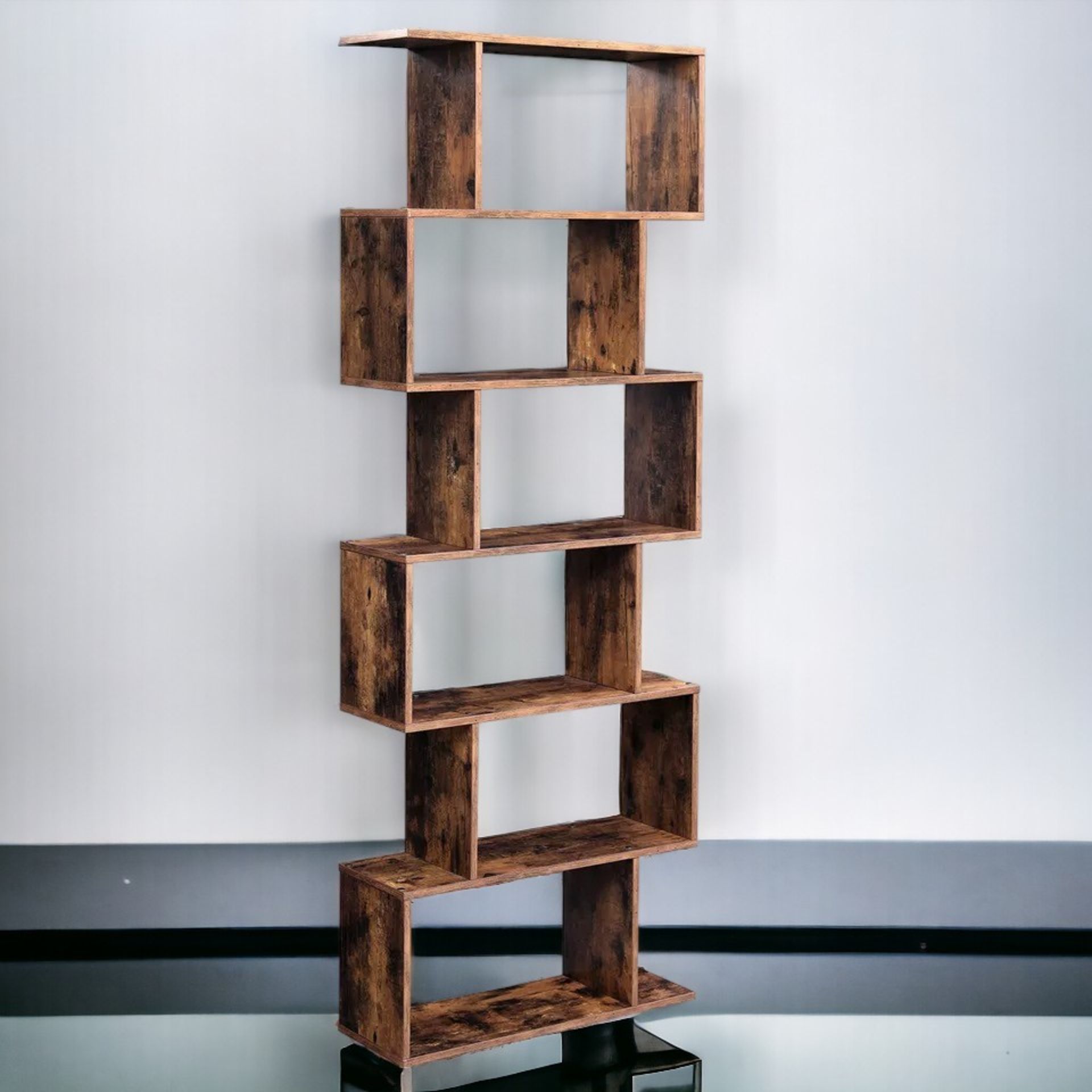 FREE DELIVERY - BRAND NEW RETRO BOOKCASE S SHAPE SHELVING UNIT 6 TIER DISPLAY STORAGE