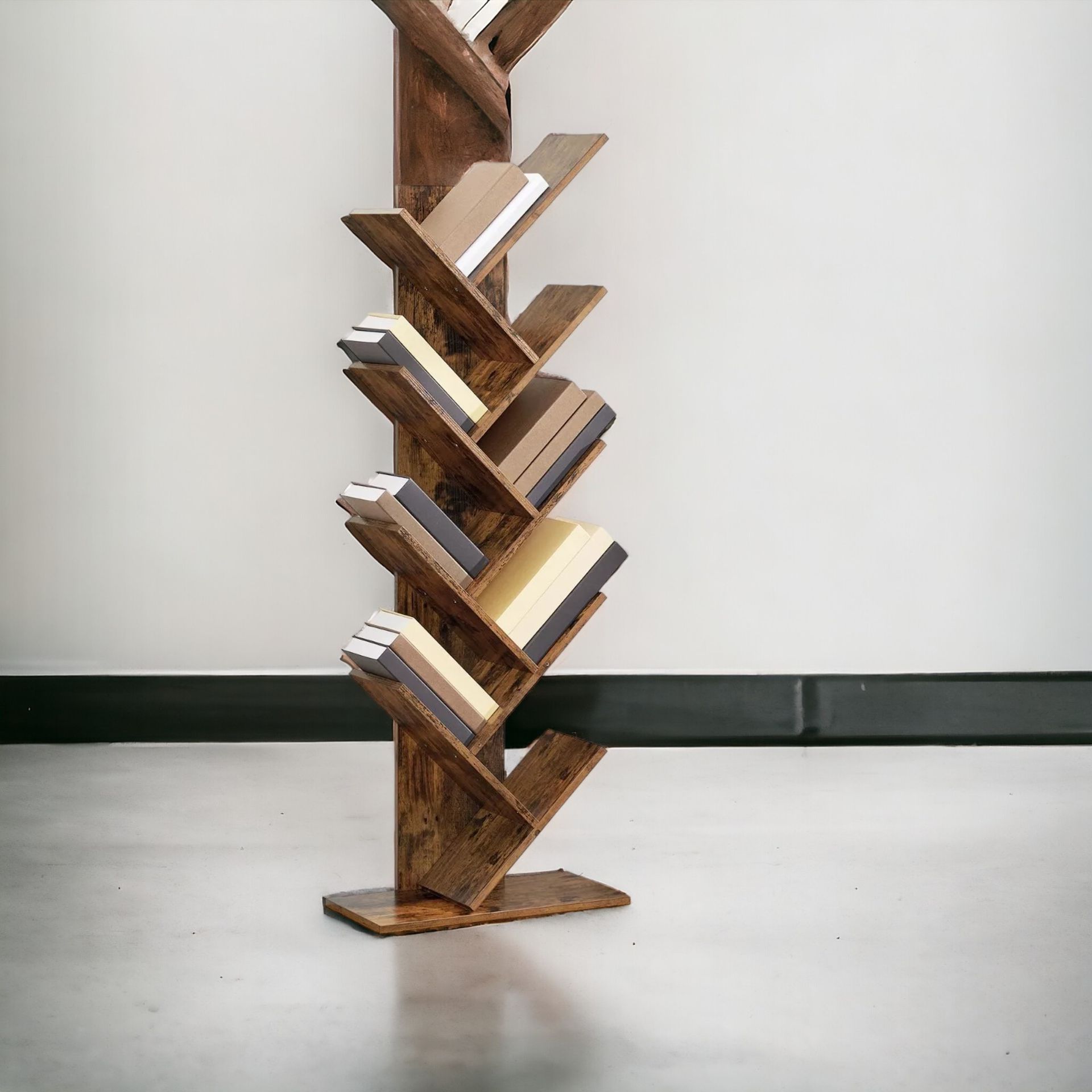 FREE DELIVERY - BRAND NEW 8-TIER TREE BOOKCASE BOOKSHELF FLOOR STANDING WOODEN SHELVES