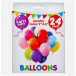 1500 X NEW 9"&6" - 24 PACK ASSORTED COLOURED BALLOONS