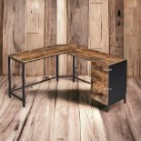 FREE DELIVERY - BRAND NEW CORNER DESK L-SHAPED COMPUTER DESK SPACE-SAVING RUSTIC BROWN