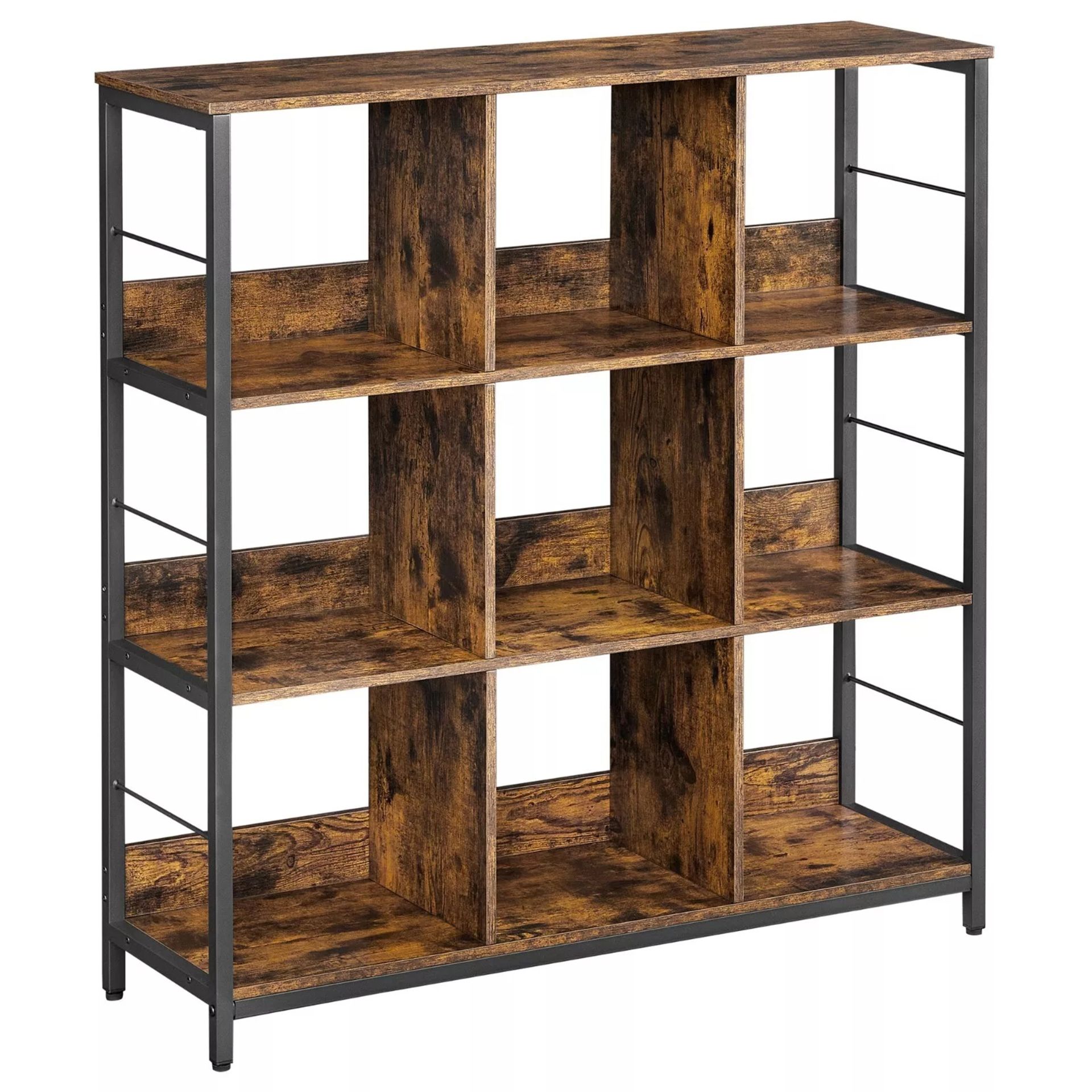 FREE DELIVERY - BRAND NEW BOOKSHELF BOOKCASE COMPARTMENTS STORAGE SHELVING RUSTIC BROWN BLACK