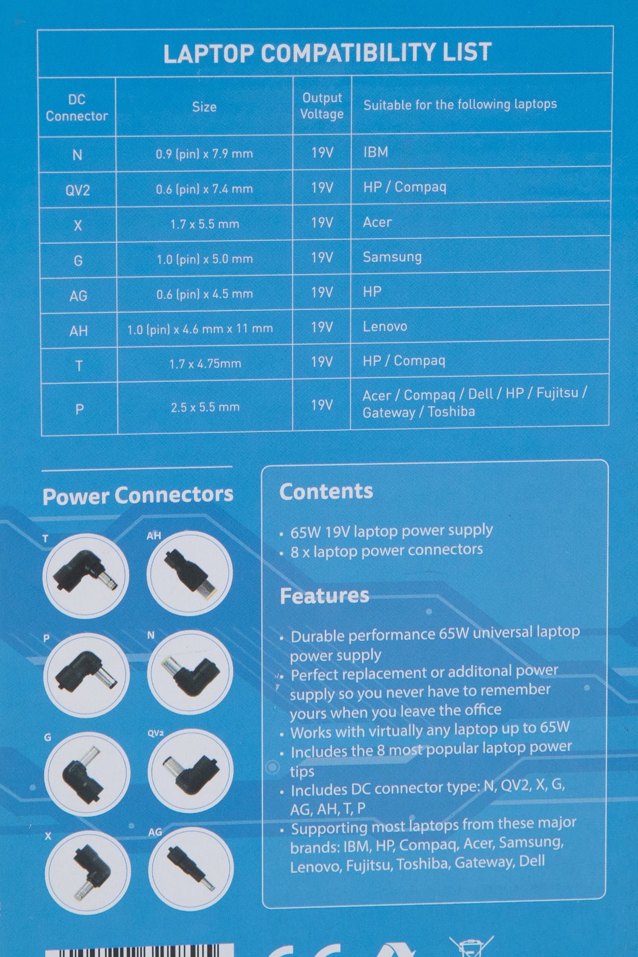 JOBLOT OF 80 X BRAND NEW 65 WATT UNIVERSAL LAPTOP CHARGER - Image 3 of 6