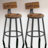 FREE DELIVERY - BRAND NEW BAR STOOLS KITCHEN STOOLS SET OF 2 HIGH BACK RUSTIC BROWN AND BLACK