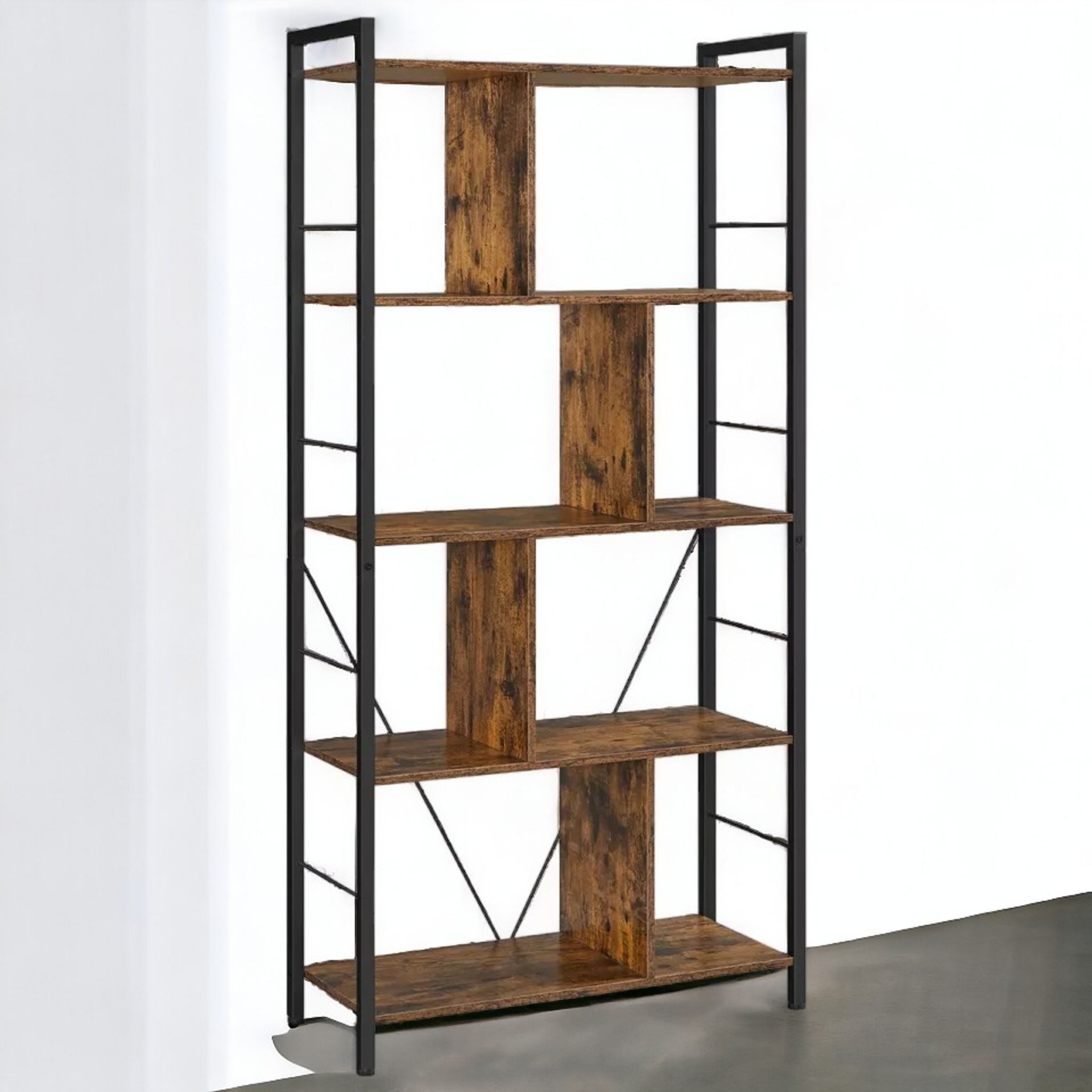 FREE DELIVERY - BRAND NEW BOOKSHELF BOOKCASE 5 TIER SHELF STORAGE SHELF RUSTIC