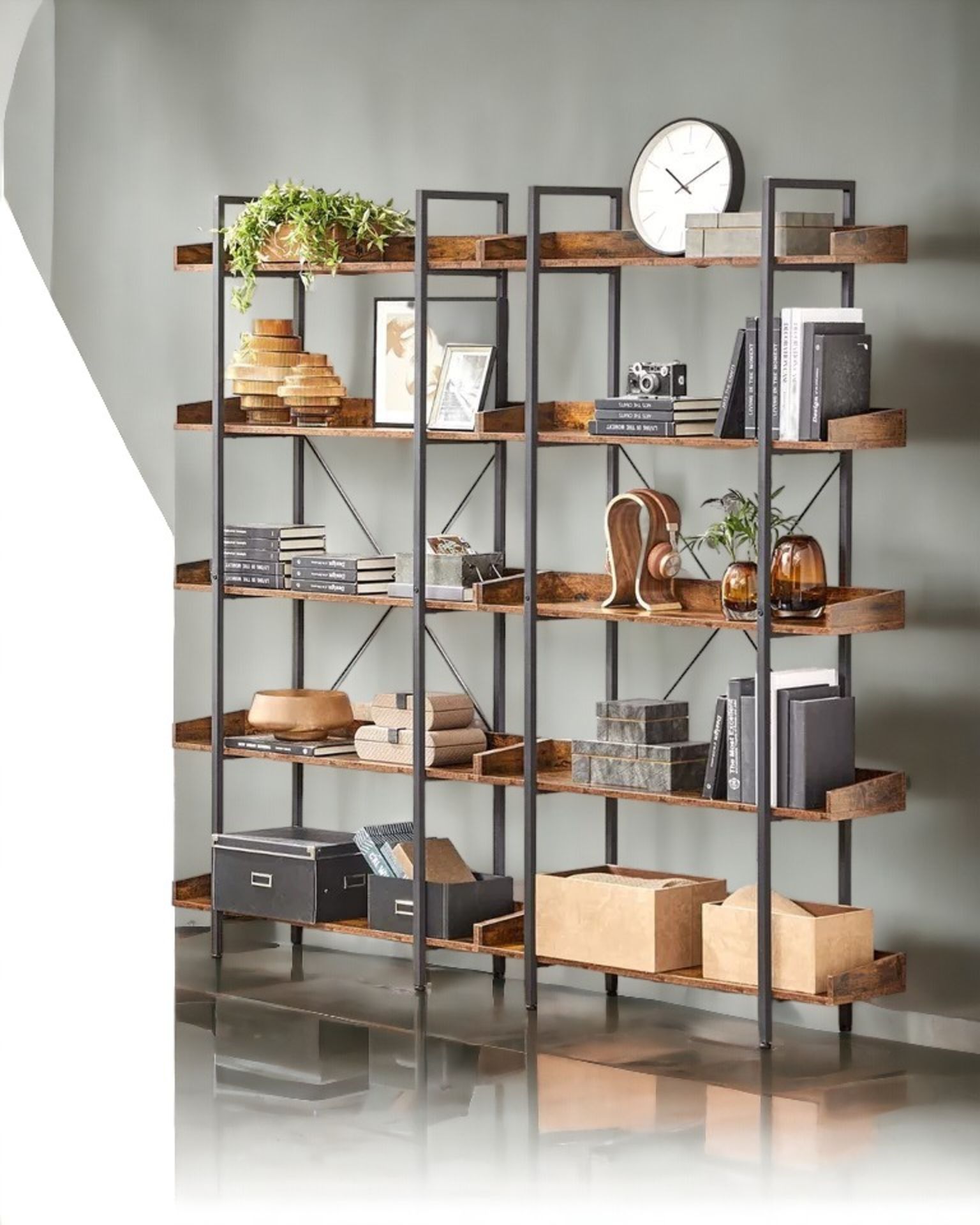 FREE DELIVERY - BRAND NEW BOOKCASE 5 TIER SHELF UNIT SPACIOUS STORAGE SHELVES