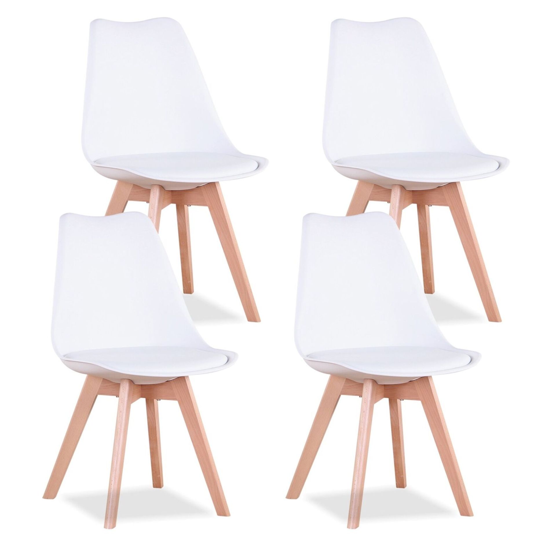 4X DINING CHAIRS SOFT PADDED SEAT KITCHEN CHAIRS WITH BEECH WOODEN LEGS MODERN