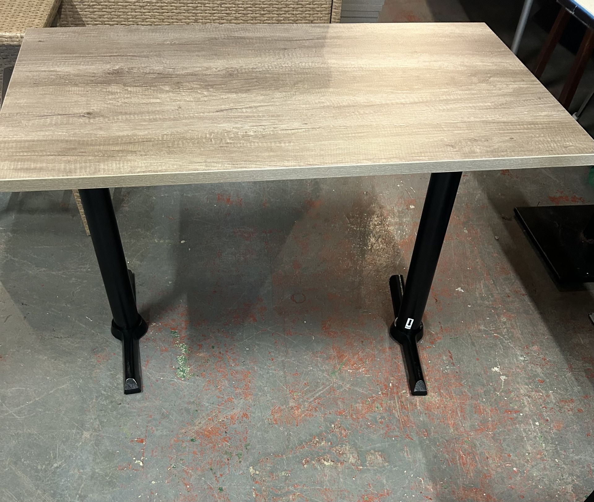 BRAND NEW X4 RESTAURANT/BAR COMPLETE TABLES GREY NEBRASKA OAK STYLE SOLID BASE AND TOP IS 120X70