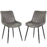 X4 BRAND NEW GREY VINTAGE FAUX LEATHER RESTAURANT/DINING CHAIRS
