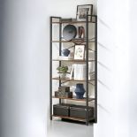 FREE DELIVERY - BRAND NEW BOOKSHELF 6-TIER SHELVING UNIT TALL RUSTIC SHELVES