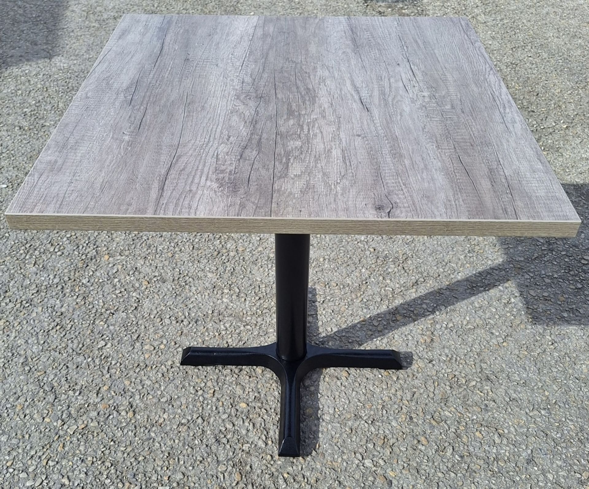 BRAND NEW X6 RESTAURANT/BAR COMPLETE TABLES GREY NEBRASKA OAK STYLE SOLID BASE AND TOP IS 70X70