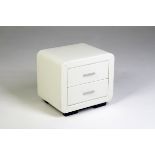 WHITE LEATHER 2 DRAWER BEDSIDE