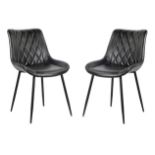 X4 BRAND NEW BLACK VINTAGE FAUX LEATHER RESTAURANT/DINING CHAIRS