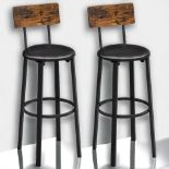FREE DELIVERY - BRAND NEW BAR STOOLS SET OF 2 PU UPHOLSTERED BREAKFAST STOOLS RUSTIC