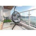 FREE DELIVERY - HANGING EGG CHAIR WITH A CUSHION AND PILLOW - BLACK (SBA-00182)