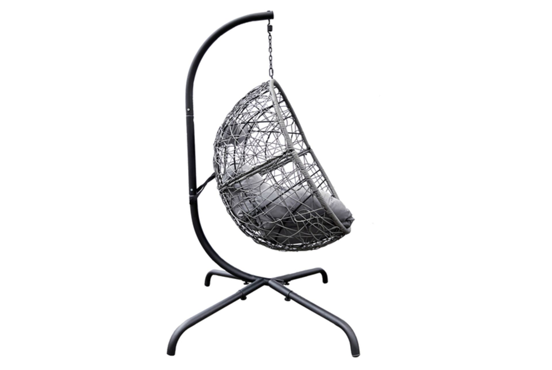 FREE DELIVERY - JOB LOT OF 5X HANGING EGG CHAIR WITH A CUSHION AND PILLOW - GREY (SBA-00183) - Image 3 of 3