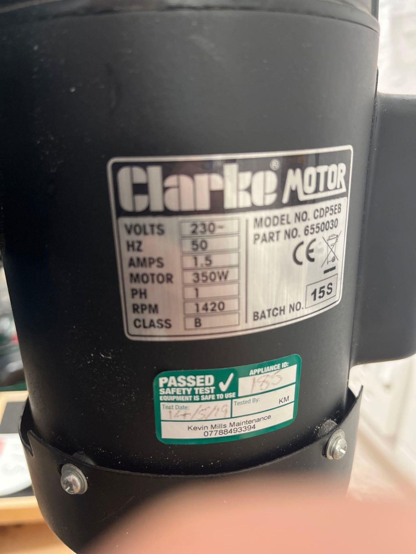 Clarke Metalworker CDP5EB five speed bench mounted pillar drill, fixed to bench and hardwired - Image 3 of 5