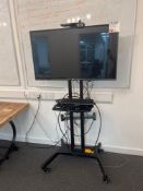 LG 43UK6300PLB 43” LED Smart TV mounted on trolley stand (with remote)