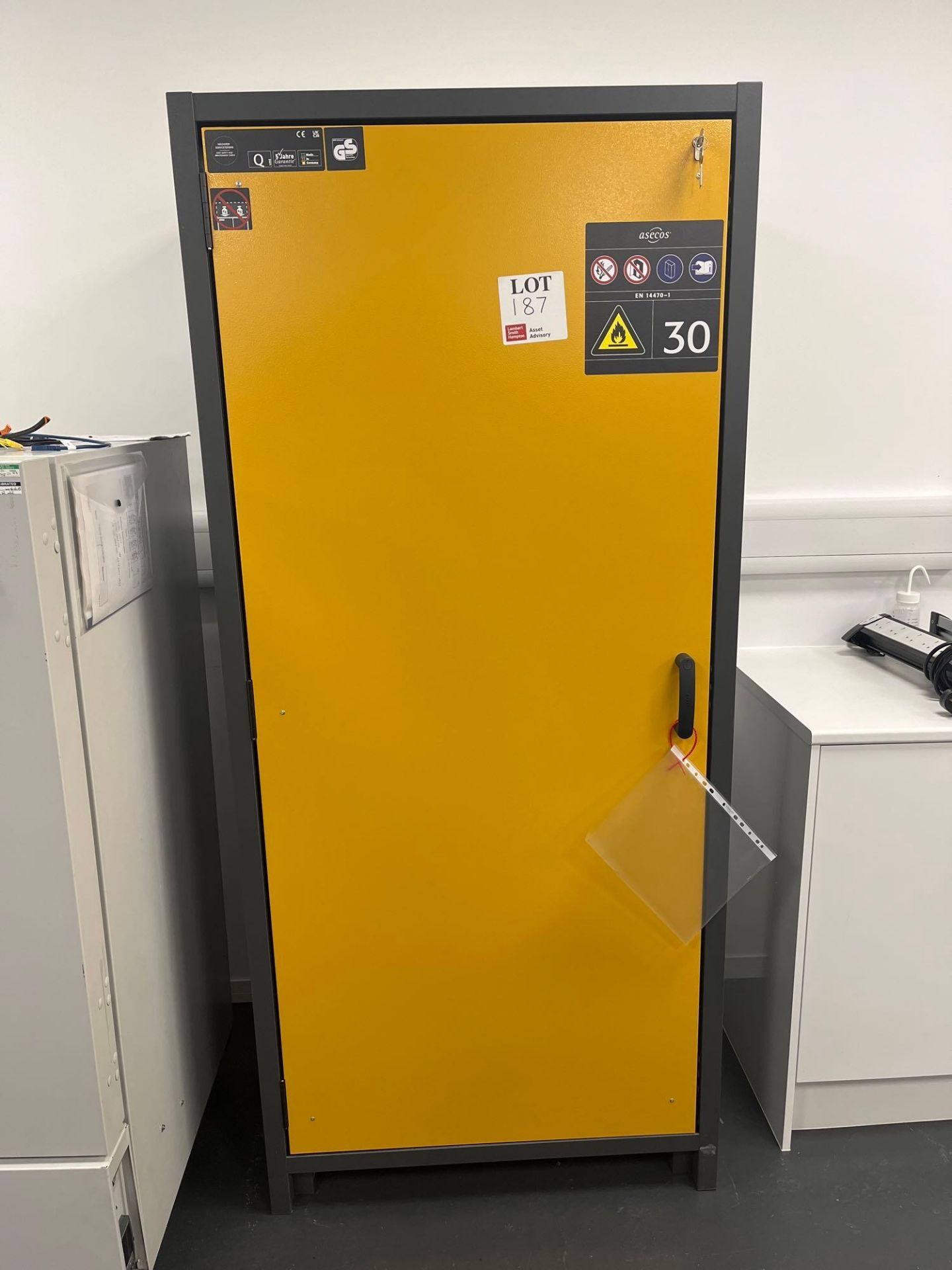 Tall freestanding chemical storage cabinet (approximately 190cm)