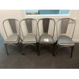 Four metal framed chairs with cushion upholstered seat