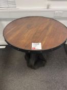 Custom built metal framed wood top circular table