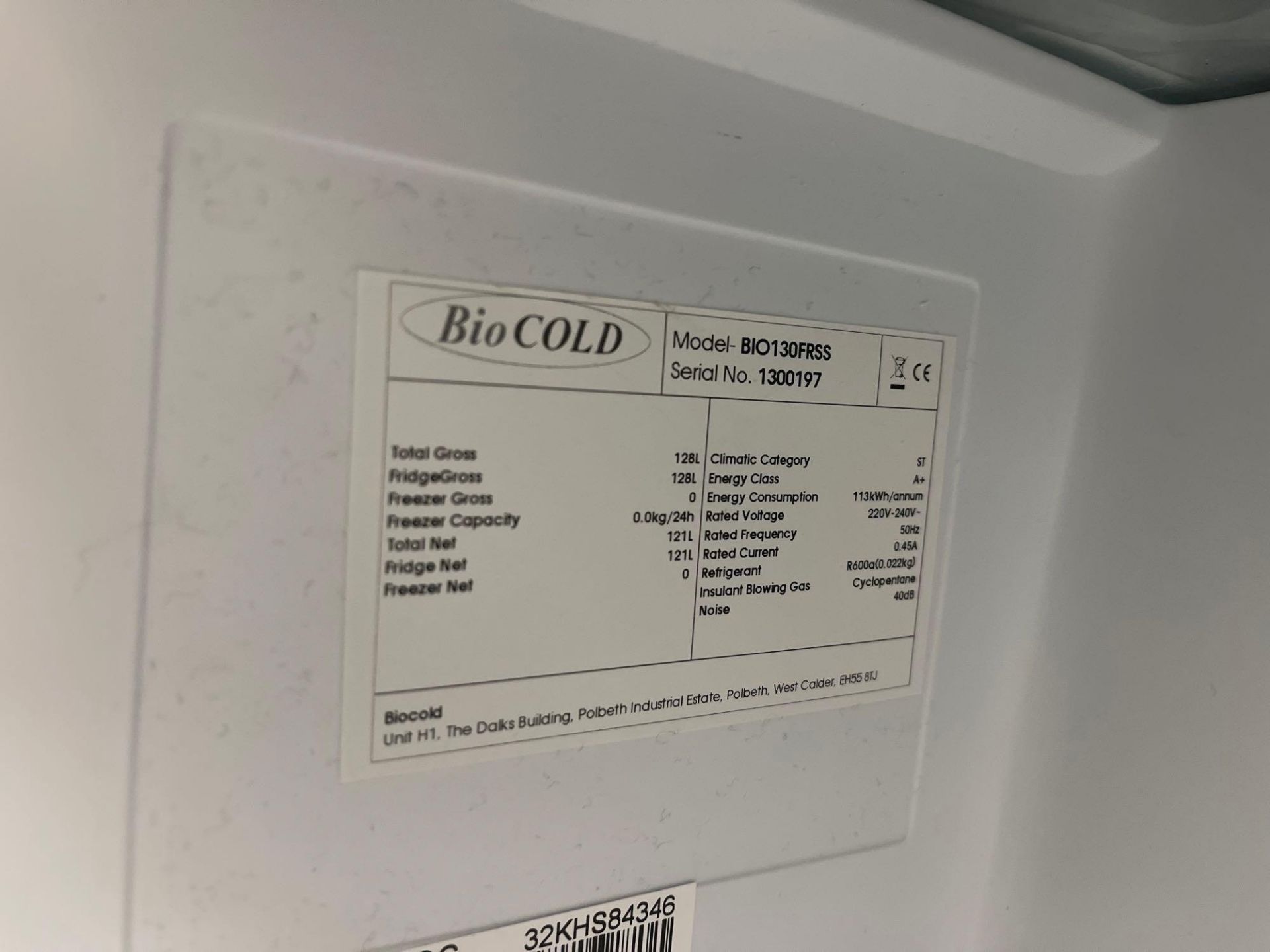 BioCold BIO130FHRSS undercounter refrigerator - Image 2 of 3