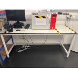 Tableform white laboratory workbench with Viewsonic monitor(excludes contents) (approximately 200cm