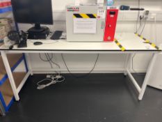 Tableform white laboratory workbench with Viewsonic monitor(excludes contents) (approximately 200cm