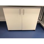 White wood two door cabinet and contents comprising a quantity of various FluidX consumables (as lot