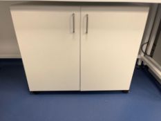 White wood two door cabinet and contents comprising a quantity of various FluidX consumables (as lot