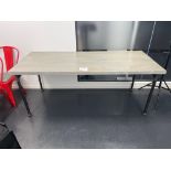 Industrial style bespoke wood top table (approximately 185cm L x 80cm W x 76cm H)