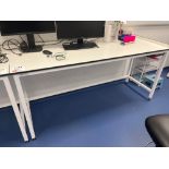 Tableform white laboratory workbench with BenQ and Viewsonic monitor (excludes contents) (approximat