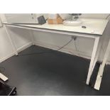 Tableform white laboratory workbench (excludes contents) (approximately 200cm L x 76 cm x 91cm)