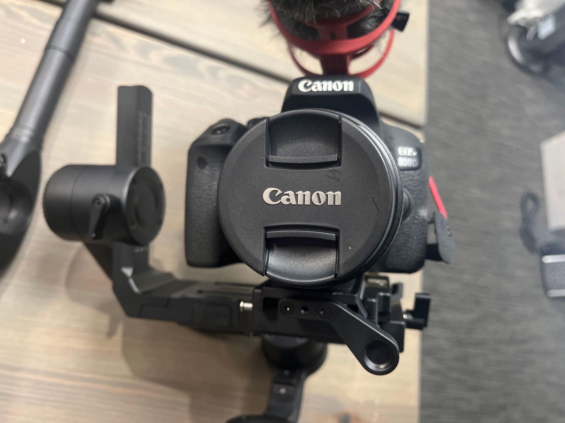 Canon EOS 800D camera with microphone and fitted Moza Air2 handheld stabiliser - Image 2 of 6