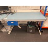 White laboratory workbench with four fitted plug inputs (excludes contents) (approximately 182cm L x