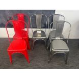 Five various industrial style metal chairs