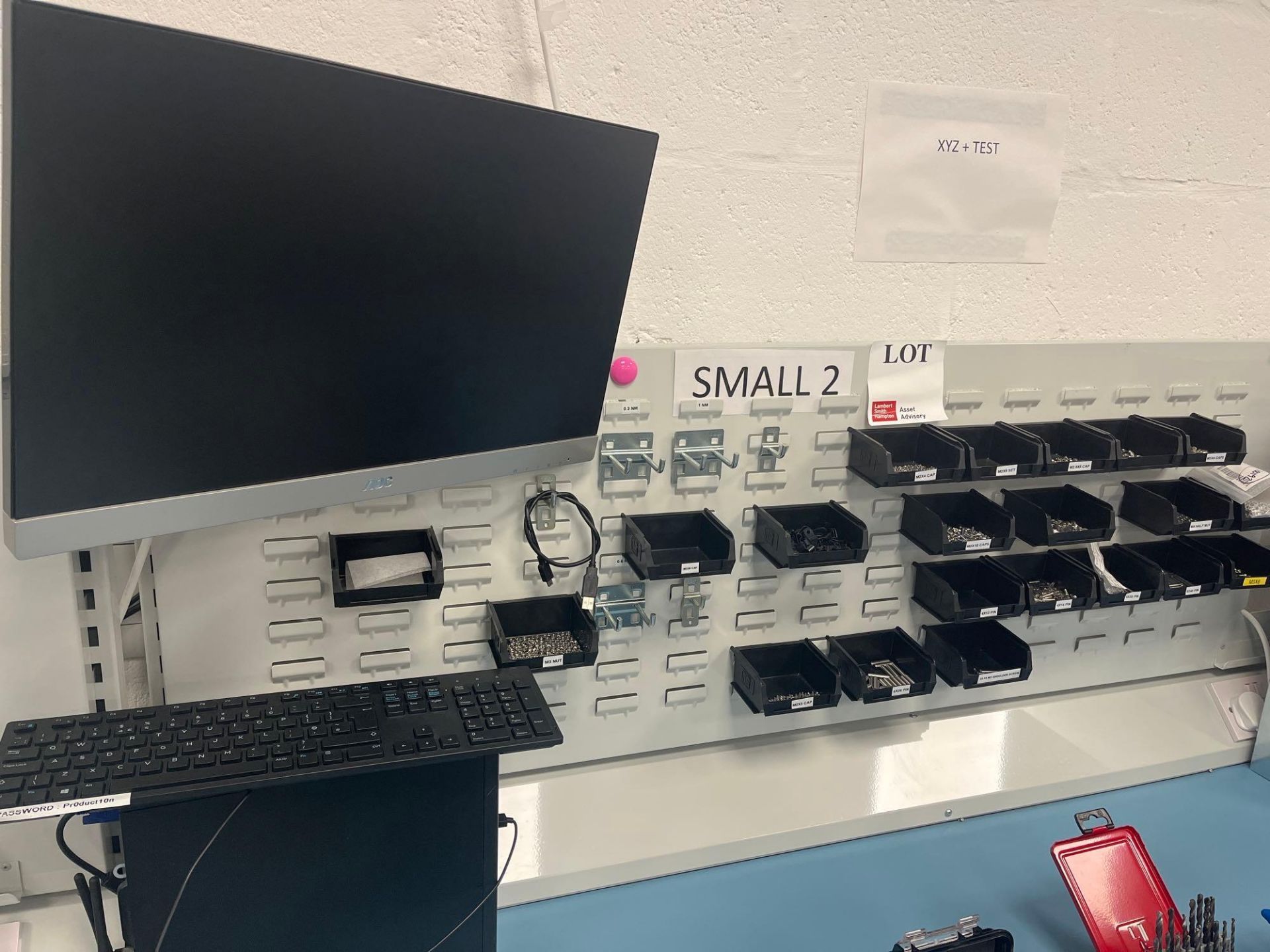 Three mounted tool rack comprising various hand tools and two AOC monitors - Image 3 of 5