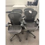 Herman Miller Aeron-style Four black mesh back operator chairs