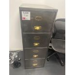 Industrial style four drawer metal filing cabinet