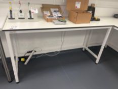 Tableform white laboratory workbench (excludes contents) (approximately 170cm L x 60cm x 91cm)