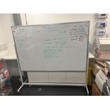 Large double sided whiteboard on wheels (approximately 175cm H x 180cm L)