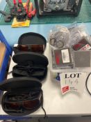 Two Thorlabs LG3 and one Thorlabs LG4 protective sunglasses with a small quantity of various parts a