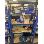 Blue metal lightweight modular five tier rack and contents comprising various parts (as lotted)