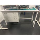 Laboratory workbench with fitted four drawer unit (excludes contents) (approximately 160cm L x 80cm